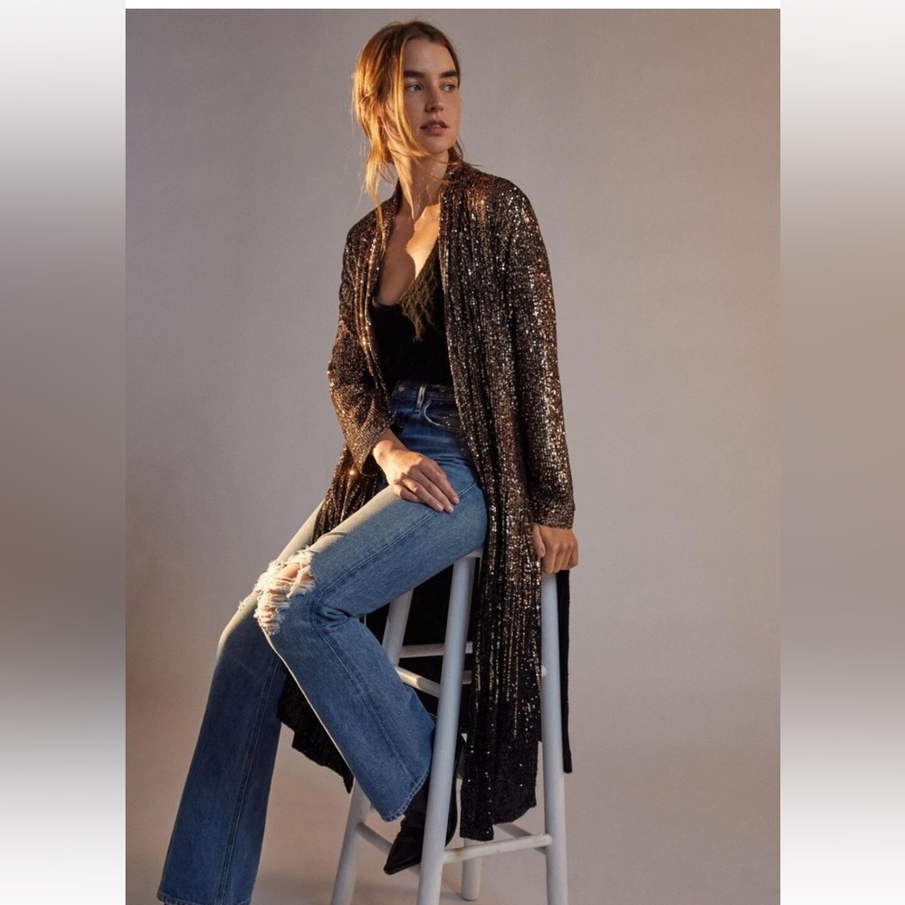 Anthropologie x BB Dakota Dulcinea Sequined Duster Jacket $228 medium NWOT
